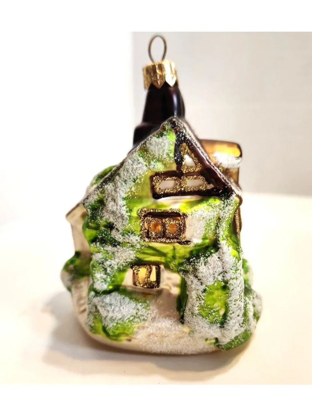 Chalet Cottage Christmas Ornament With Glitter Accents & European Style Design